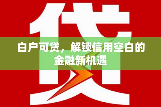 新民白户可贷，解锁信用空白的金融新机遇