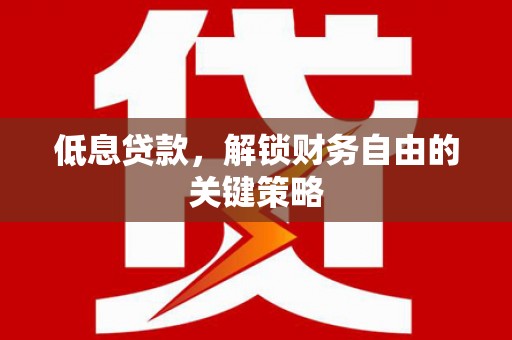 新民低息贷款，解锁财务自由的关键策略