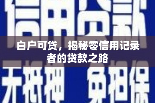 新民白户可贷，揭秘零信用记录者的贷款之路